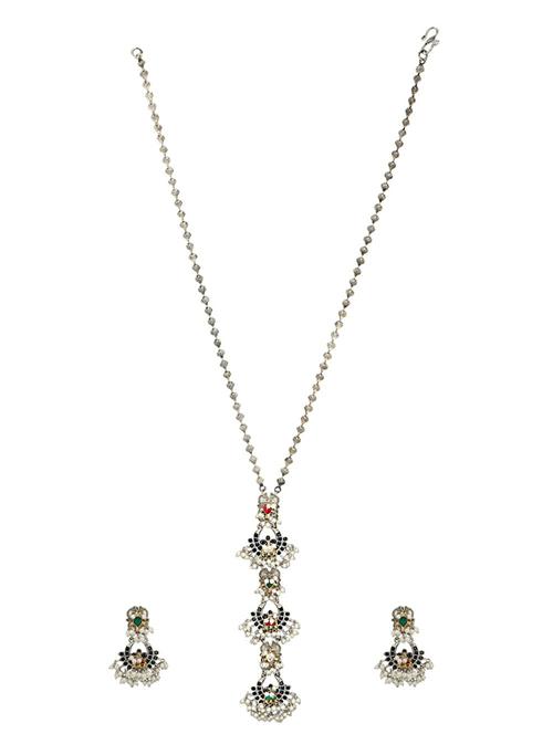 multi colored stone brass necklace and earring - 19768266 - Standard Image - 0