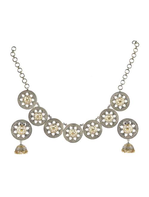 silver brass oxidised necklaces and earring  - 19768267 -  Standard Image - 0