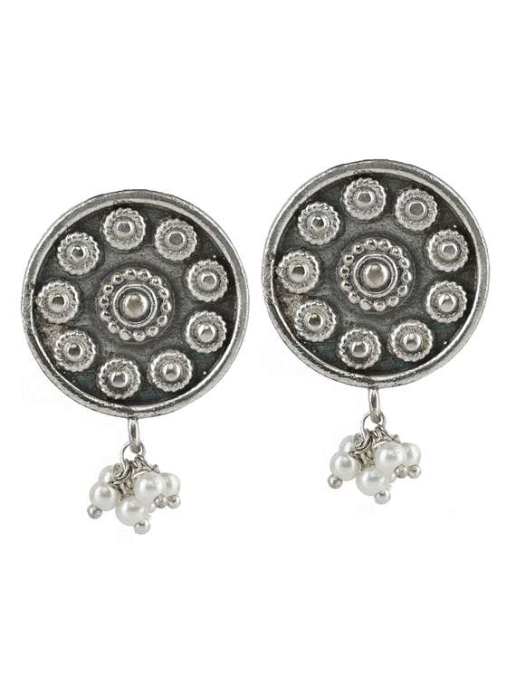 silver brass oxidised long necklaces and earring - 19768268 - Standard Image - 3