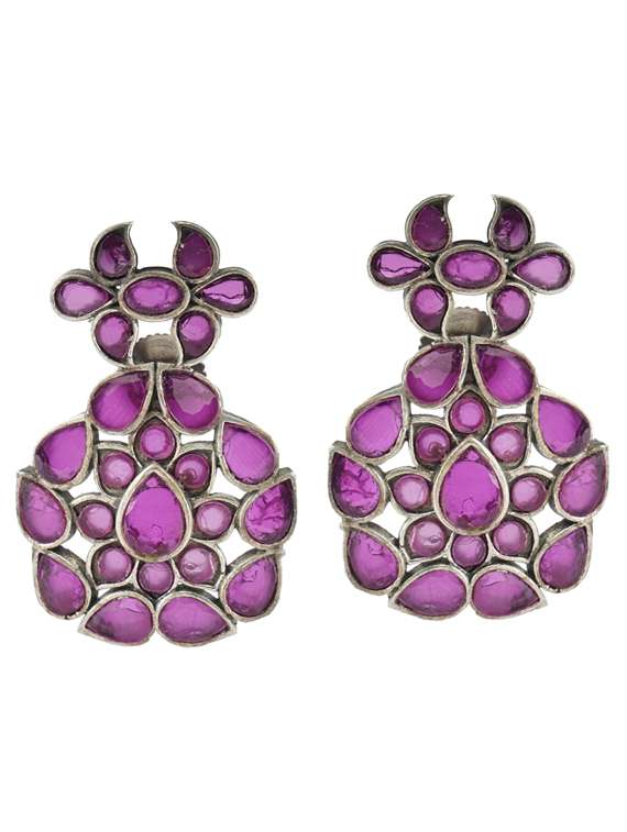 pink tone brass oxidised long necklaces and earring  - 19768271 -  Standard Image - 3