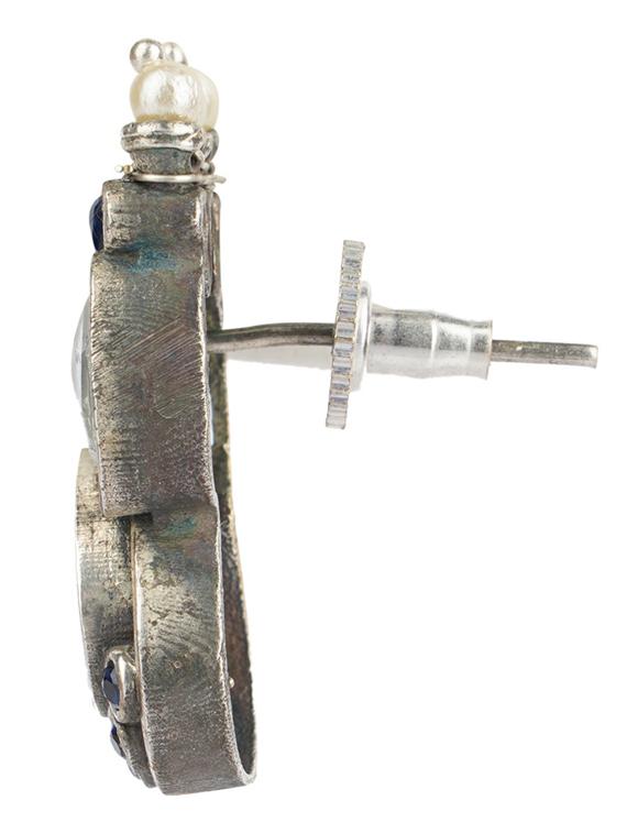 silver brass oxidised choker necklaces and earring - 19768283 - Standard Image - 3