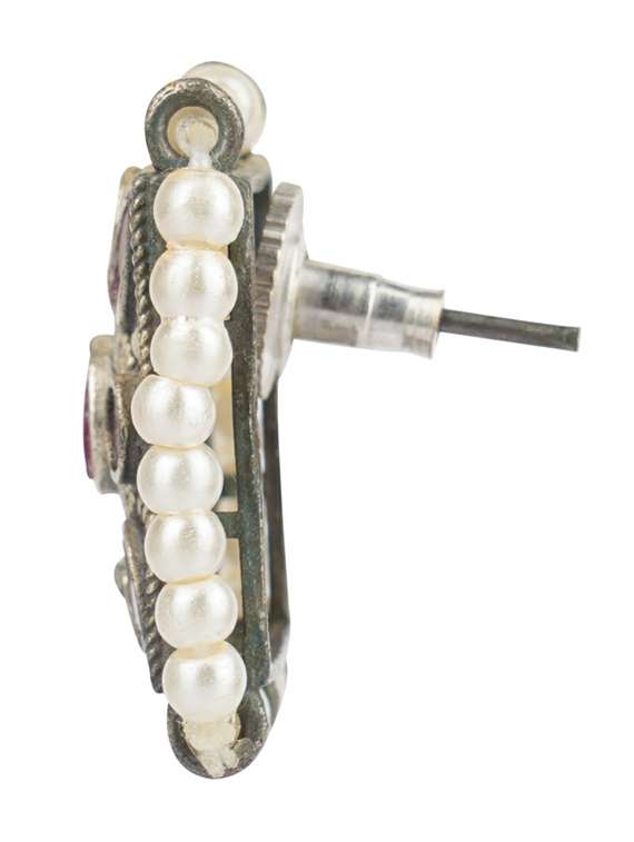 silver brass oxidised choker necklace and earring - 19768285 -  Standard Image - 3