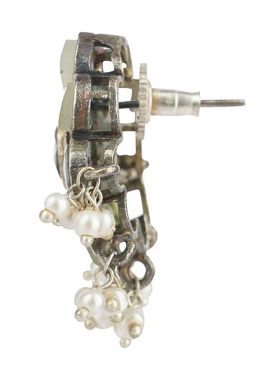 silver brass oxidised choker necklaces and earring  - 19768286 -  Standard Image - 3