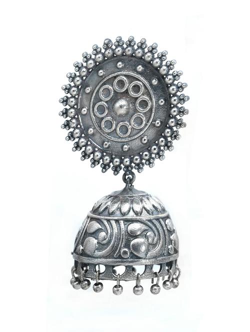 sliver brass oxidised jhumka earring - 19768320 - Standard Image - 0