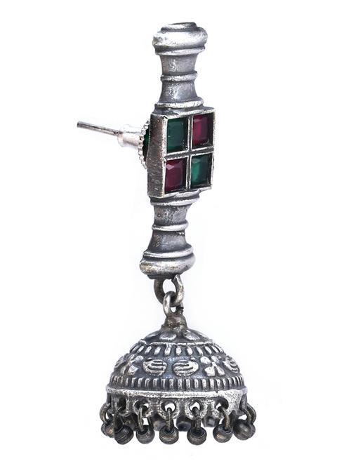 sliver brass oxidised jhumka earring - 19768322 - Standard Image - 0