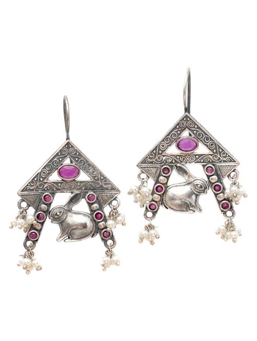 sliver brass oxidised drop earring - 19768332 -  Standard Image - 0