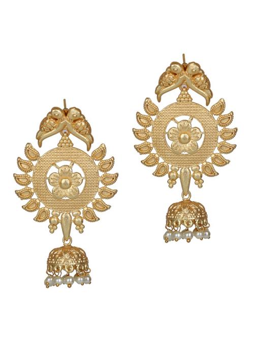 gold brass oxidised drop earring - 19768337 -  Standard Image - 0