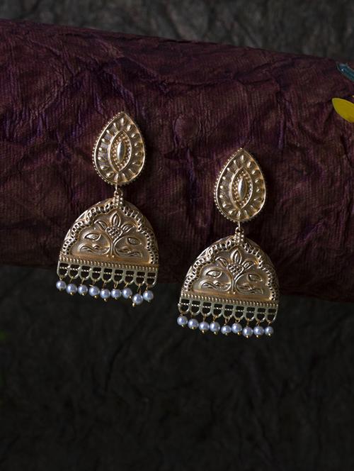 gold brass drop earring - 19768351 - Standard Image - 0
