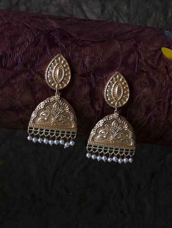 gold brass drop earring - 19768351 - Zoom Image - 0
