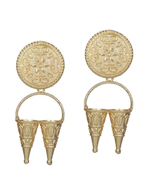 gold tone brass drop earring - 19768352 -  Standard Image - 0