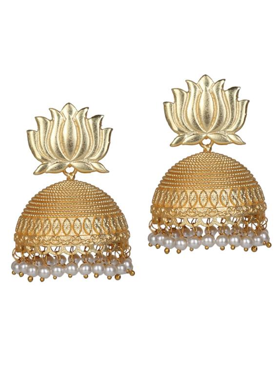 gold tone brass jhumka earring