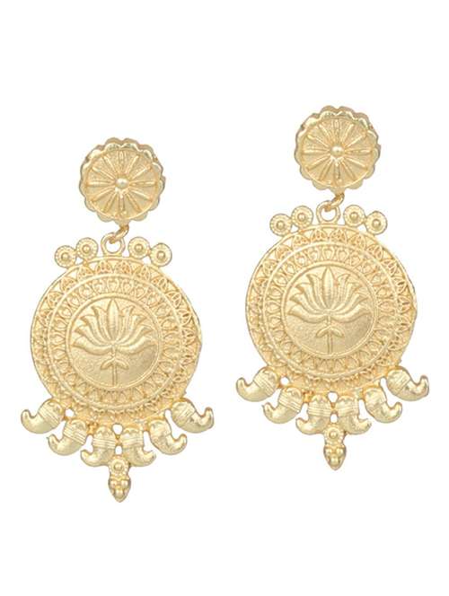 gold tone brass drop earring - 19768358 - Standard Image - 0