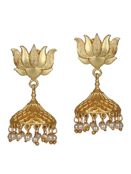 gold tone brass jhumka earring - 19768361 -  Standard Image - 0