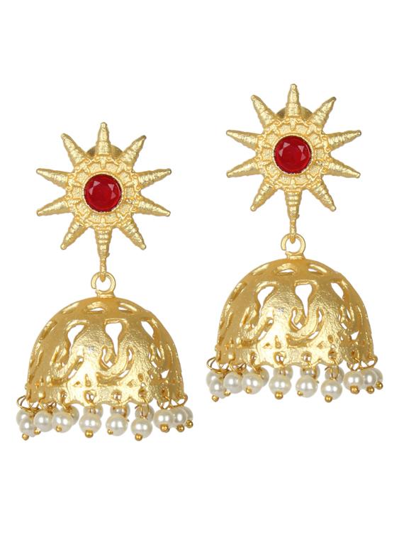 gold tone brass jhumka earring - 19768363 - Zoom Image - 0