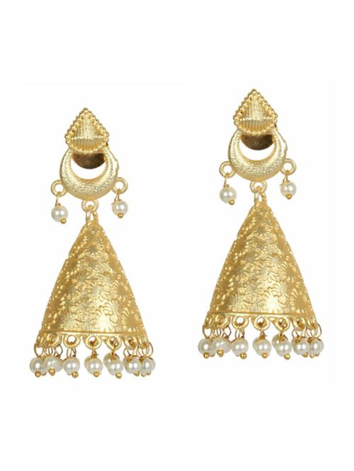 gold tone brass beaded jhumka earring - 19768364 - Standard Image - 0