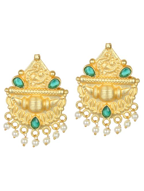 gold tone brass beaded drop earring - 19768368 - Standard Image - 0