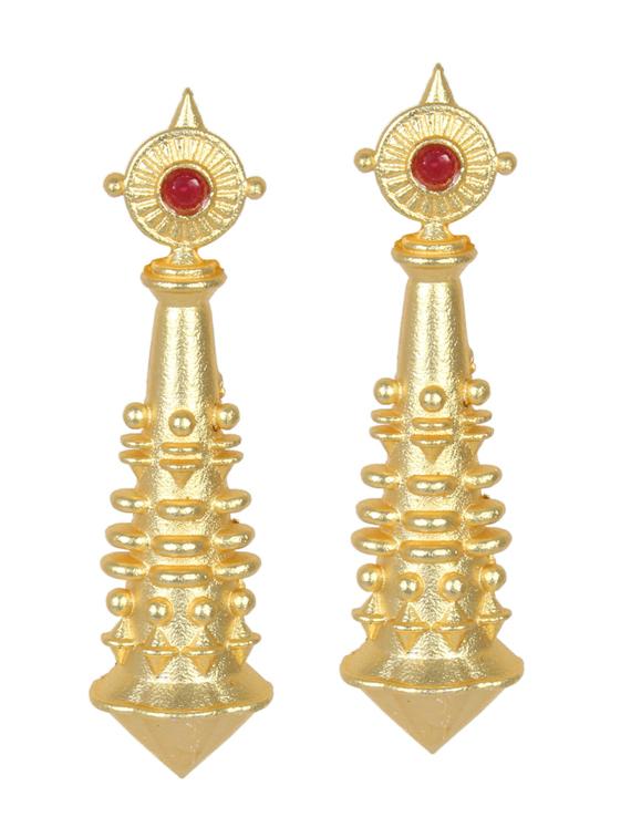 gold tone brass drop earring - 19768370 -  Zoom Image - 0