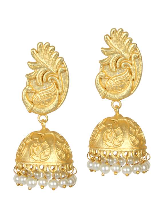 gold tone brass jhumka earring - 19768372 - Zoom Image - 0