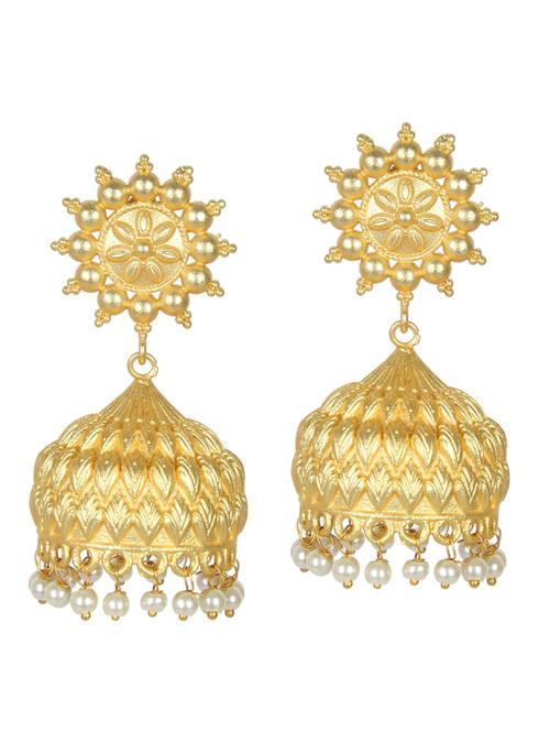 gold tone brass jhumka earring - 19768378 - Standard Image - 0