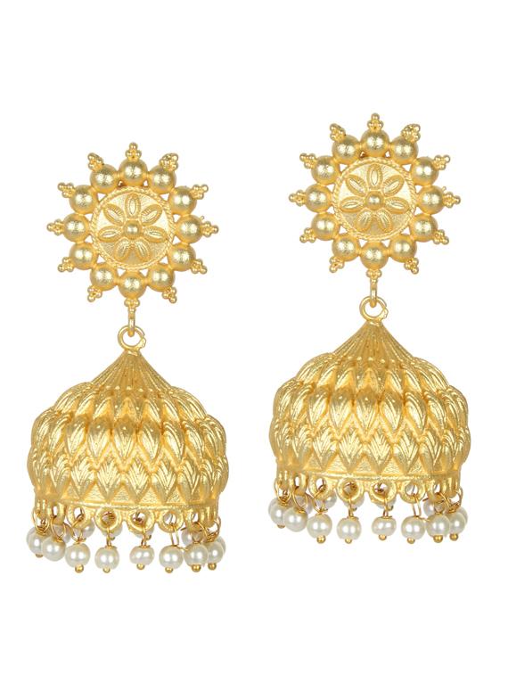 gold tone brass jhumka earring - 19768378 - Zoom Image - 0