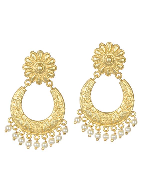 gold tone brass chnadbali earring - 19768380 -  Zoom Image - 0