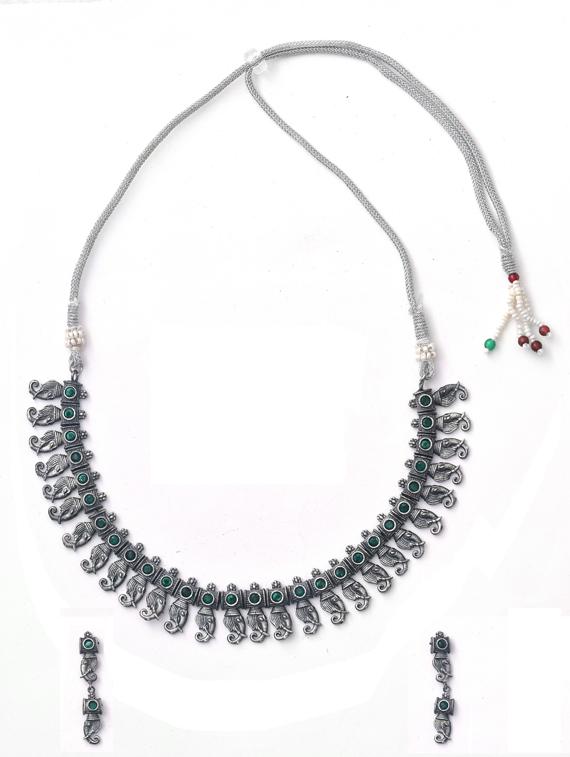 silver brass choker necklaces and earring - 19768391 - Zoom Image - 0