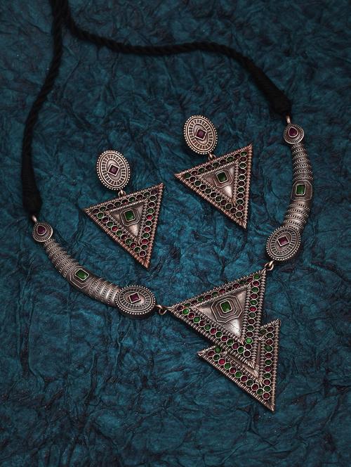red brass necklaces and earring - 19768396 - Standard Image - 0