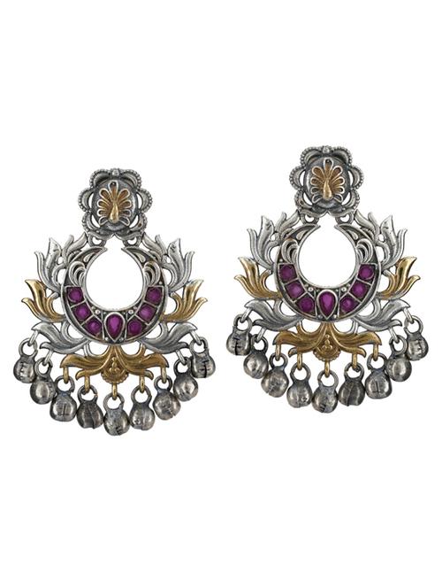 sliver brass oxidised drop earring - 19768409 -  Standard Image - 0