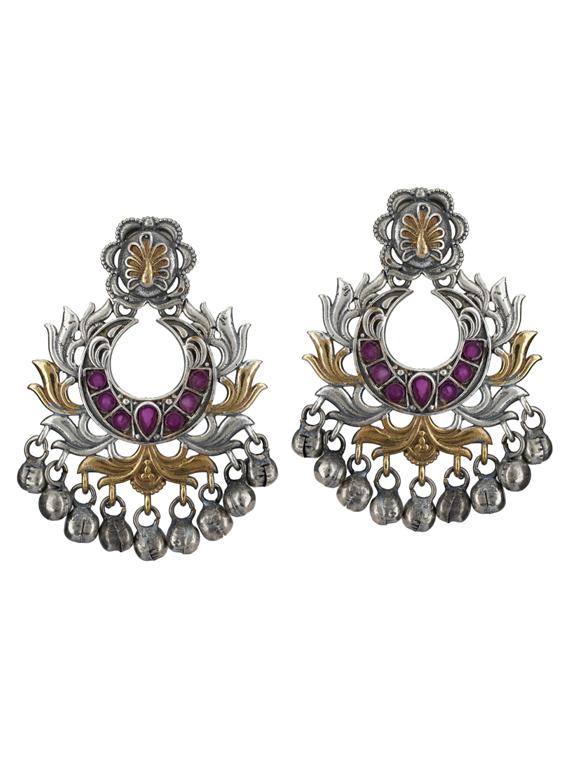 sliver brass oxidised drop earring - 19768409 -  Zoom Image - 0