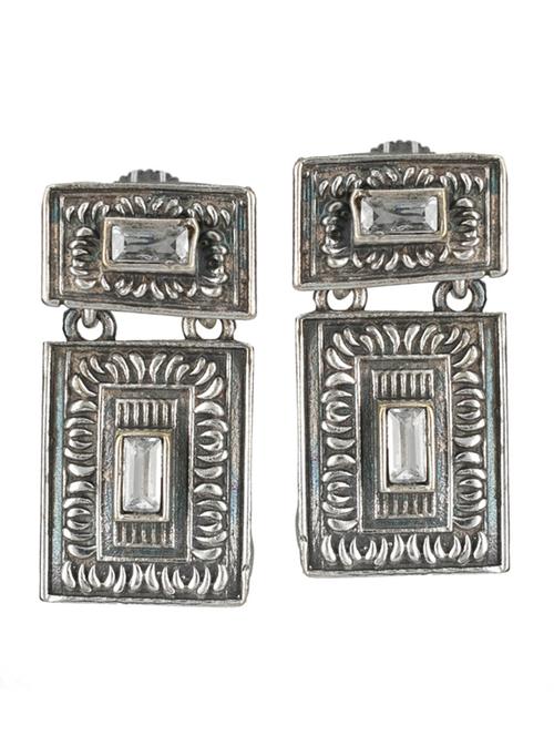sliver brass oxidised drop earring - 19768410 - Standard Image - 0