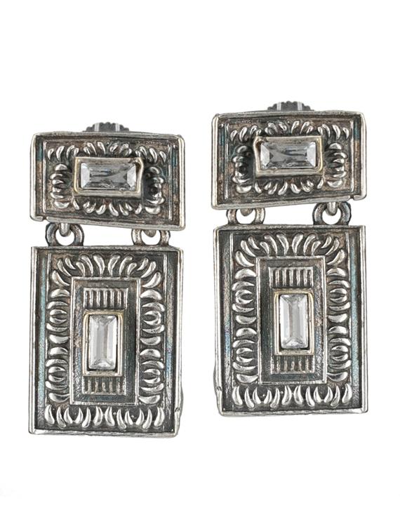 sliver brass oxidised drop earring - 19768410 - Zoom Image - 0