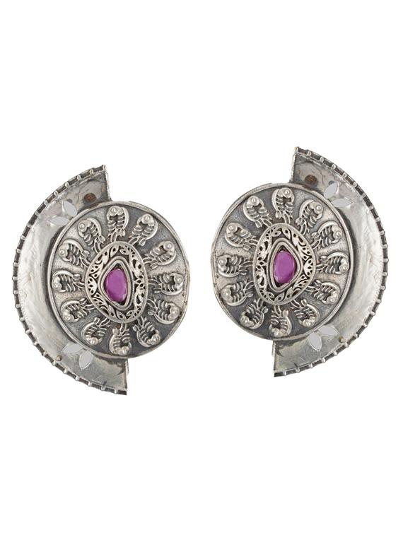 sliver brass oxidised studs earring - 19768411 -  Zoom Image - 0
