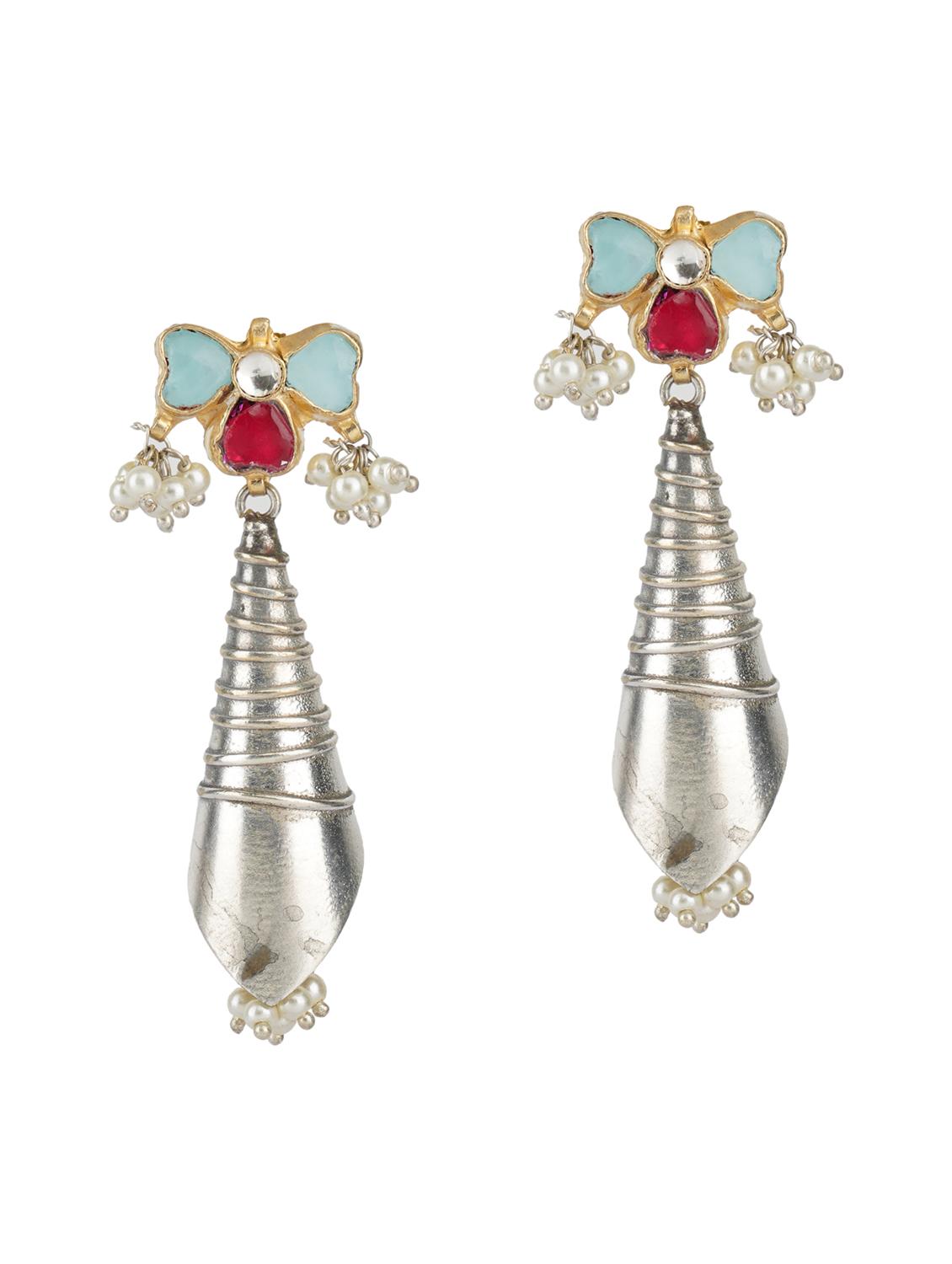 silver tone brass earrings - 19768443 -  Zoom Image - 0
