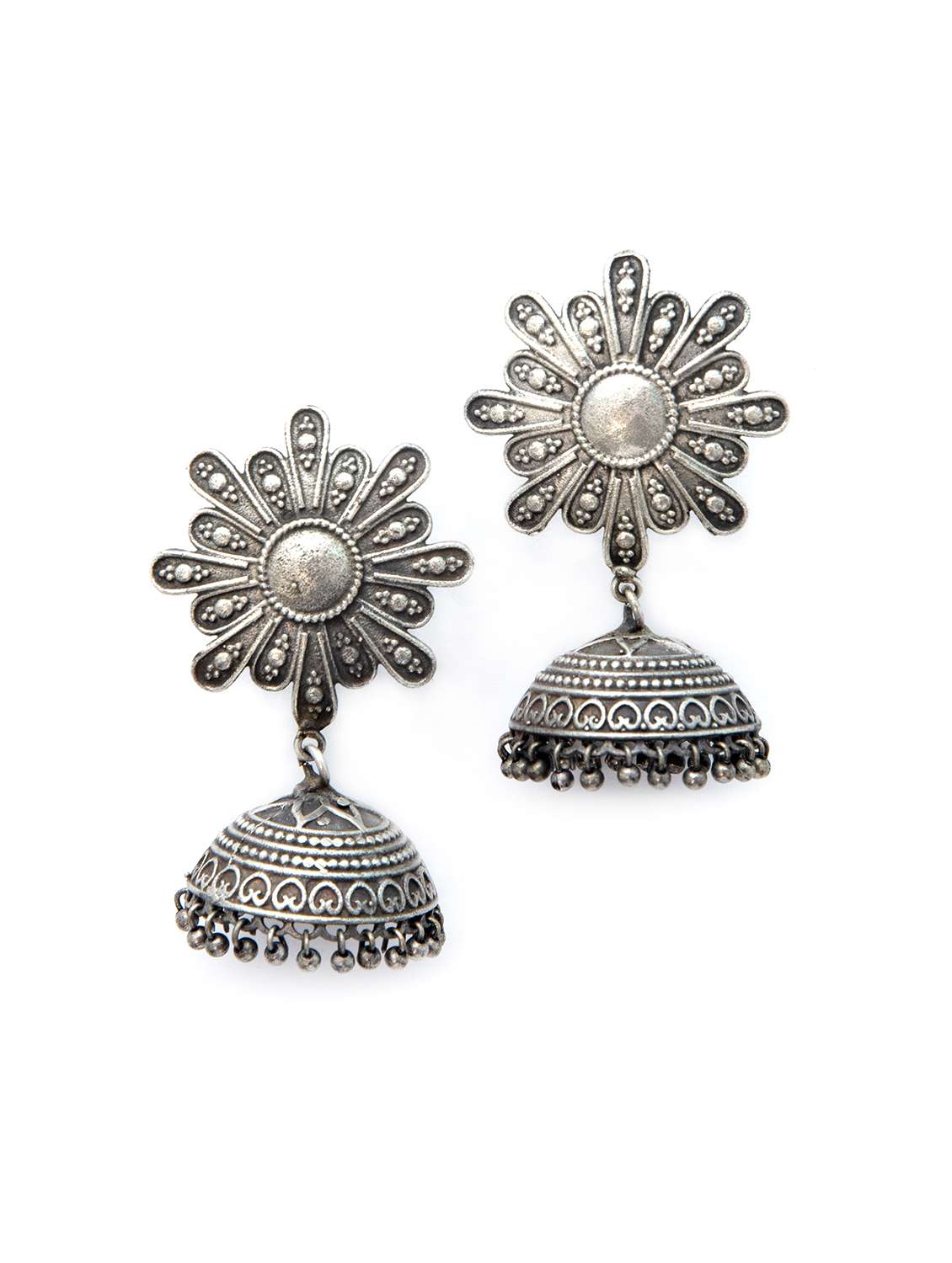 silver tone brass jhumka - 19768511 -  Zoom Image - 0