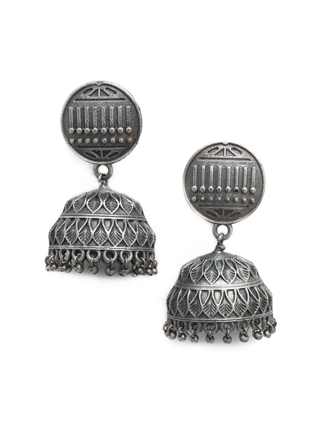 handcrafted silver tone brass jhumka - 19768515 -  Zoom Image - 0