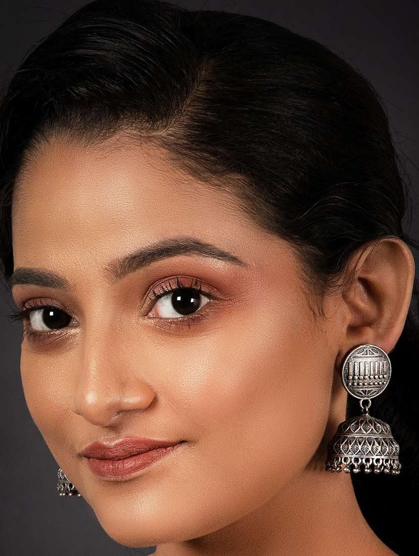 handcrafted silver tone brass jhumka - 19768515 - Standard Image - 3