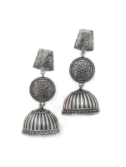 handcrafted silver tone brass jhumka - 19768518 - Standard Image - 0