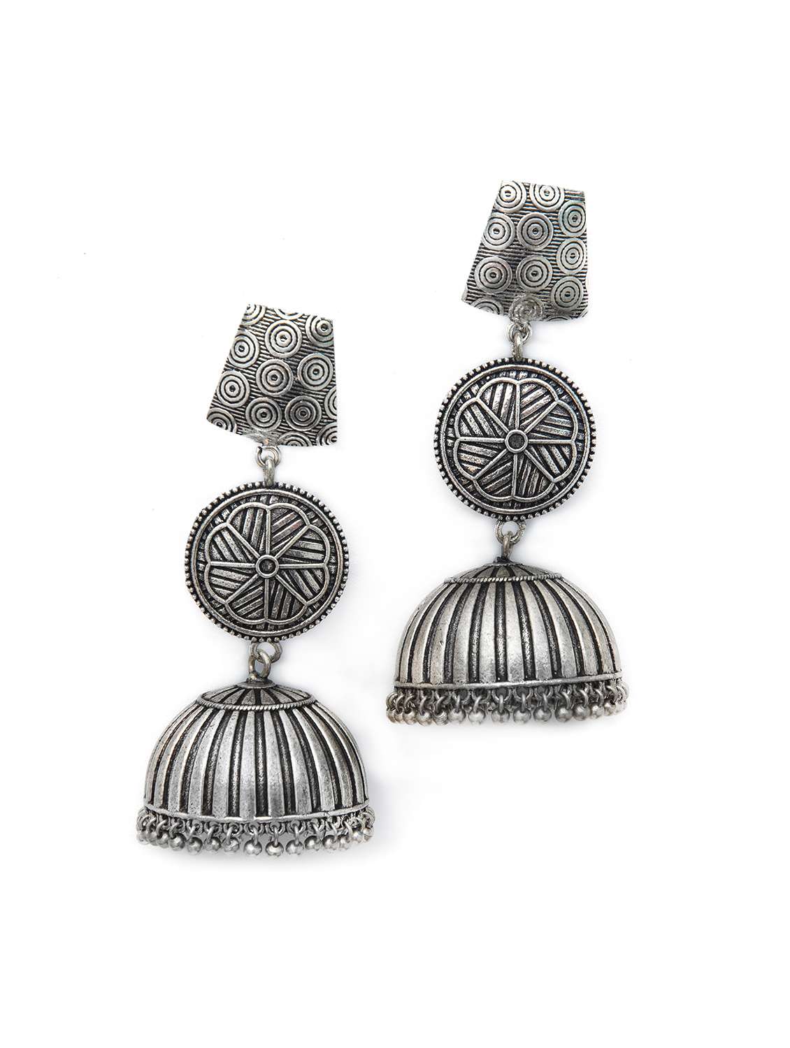 handcrafted silver tone brass jhumka - 19768518 - Zoom Image - 0