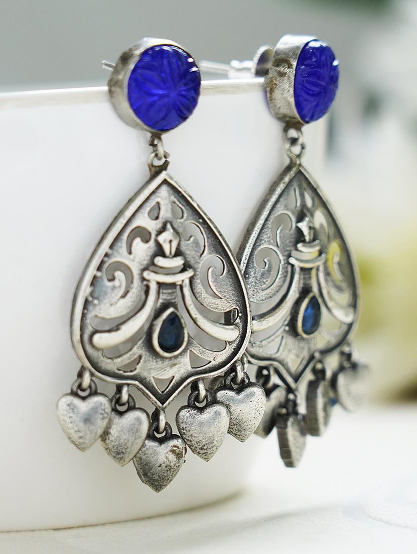 leaf style silver tone brass earrings - 19768541 - Zoom Image - 0