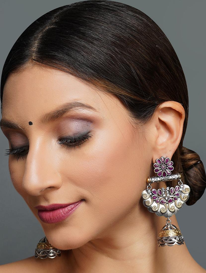 unique design dual tone brass jhumka - 19768549 - Standard Image - 3