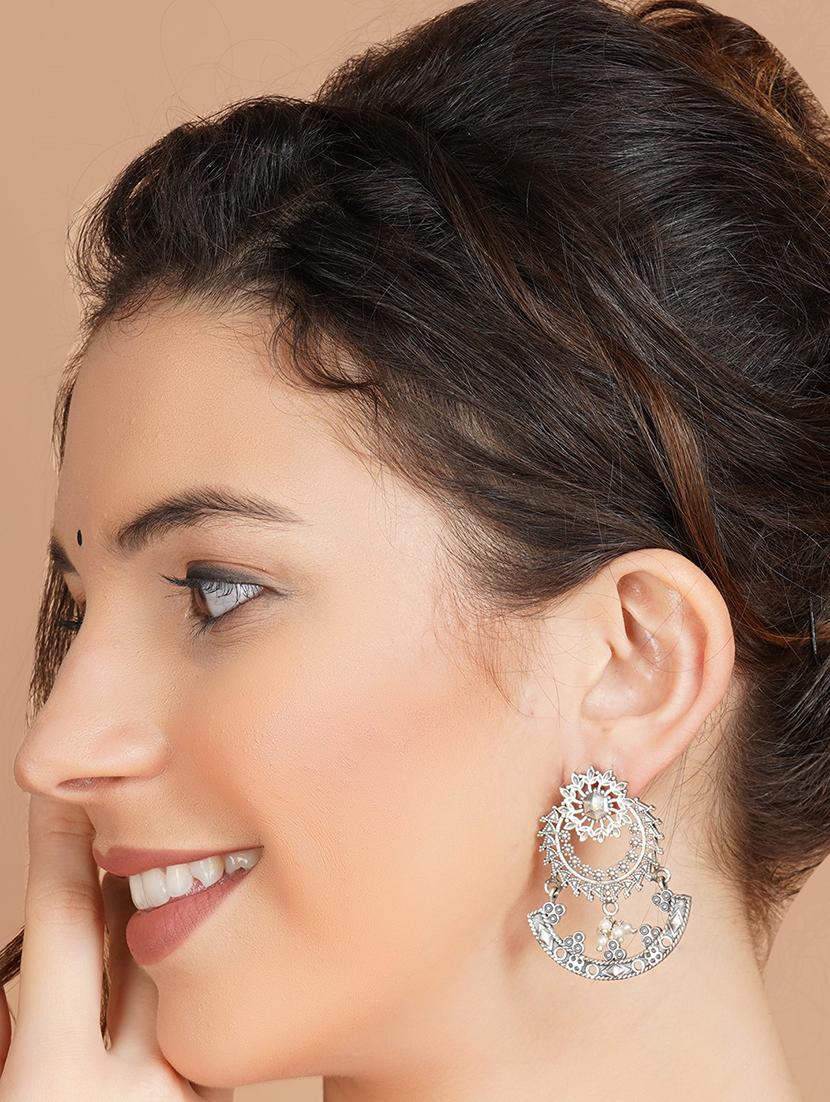 silver tone brass earrings - 19768562 - Standard Image - 3