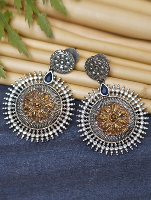 dual tone brass earrings - 19768569 -  Standard Image - 0