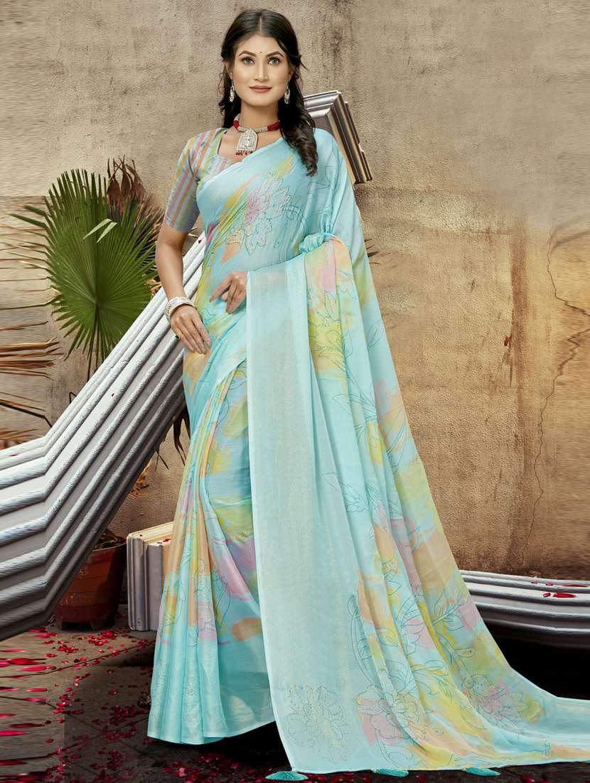 blue printed saree - 19771217 - Zoom Image - 0