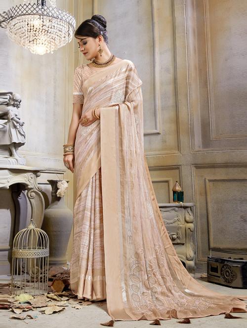 beige printed saree with blouse - 19771223 -  Standard Image - 0