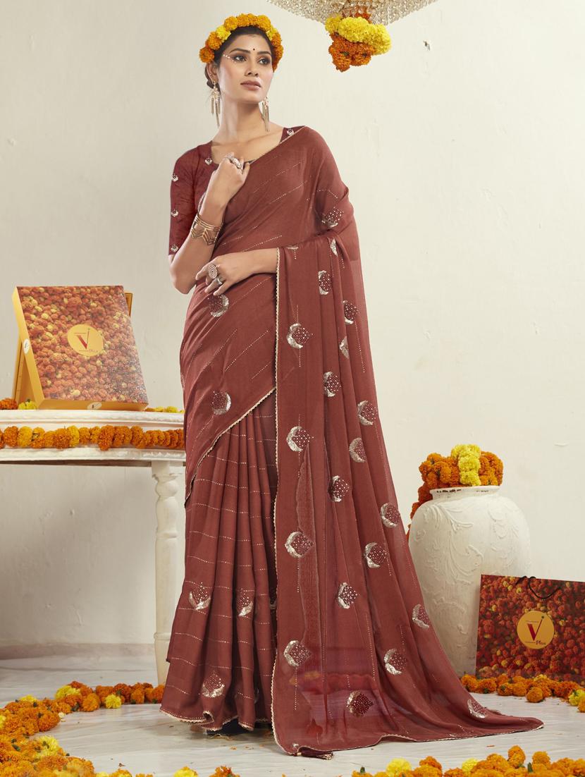 self design embroidered saree with blouse - 19771442 -  Zoom Image - 0
