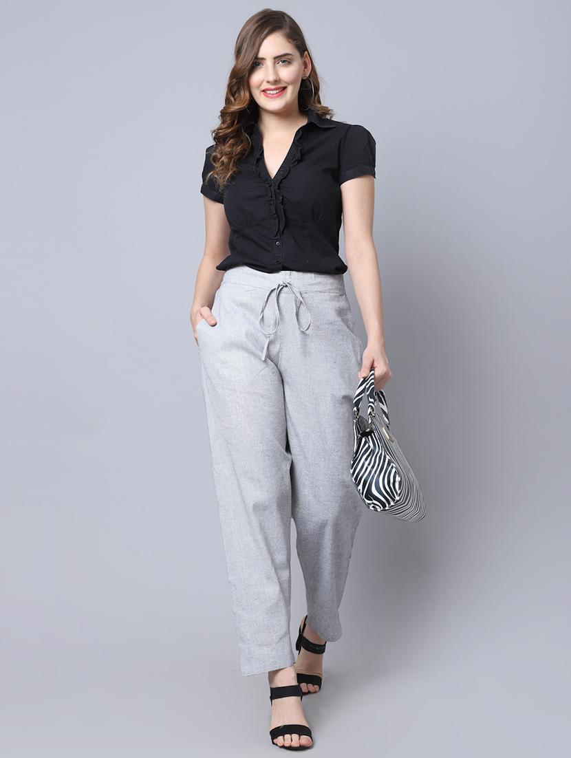 grey flat front trouser - 19771507 - Standard Image - 3