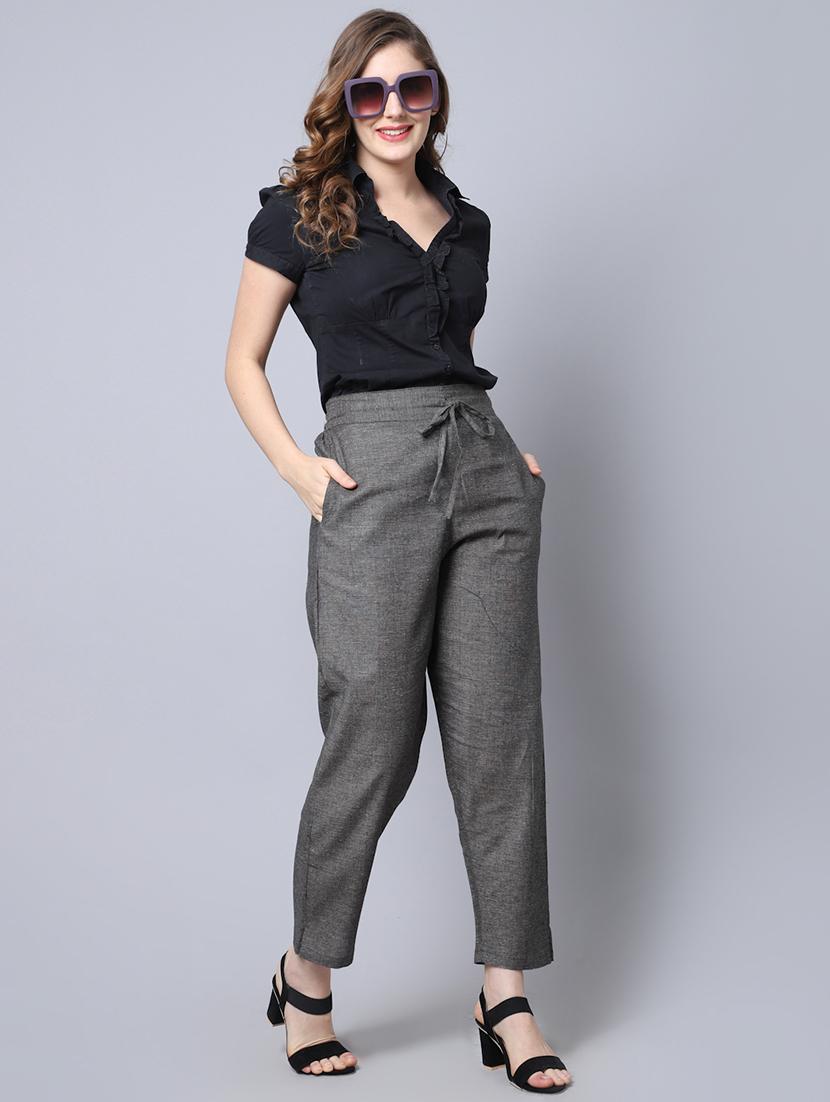 charcoal flat front trouser - 19771509 - Standard Image - 3