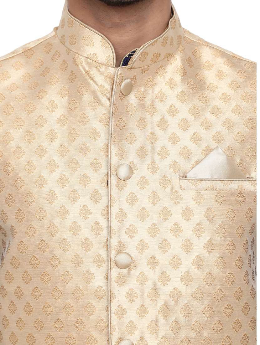 beige self design nehru jacket - 19771521 -  Standard Image - 3