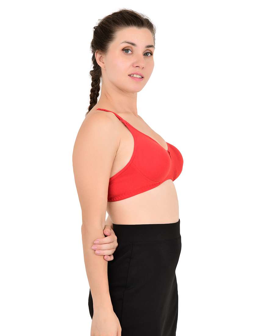red cotton blend regular bra - 19772139 - Standard Image - 3