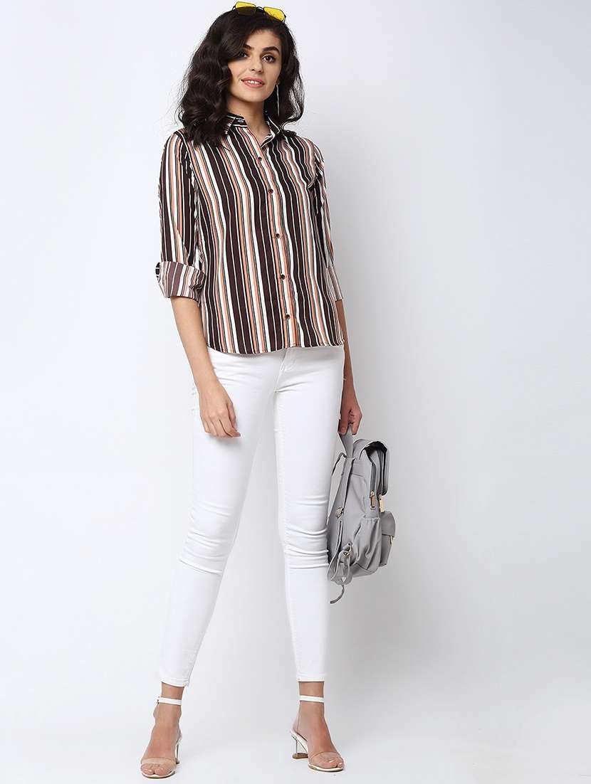 stripes crepe regular shirt - 19772499 -  Standard Image - 3